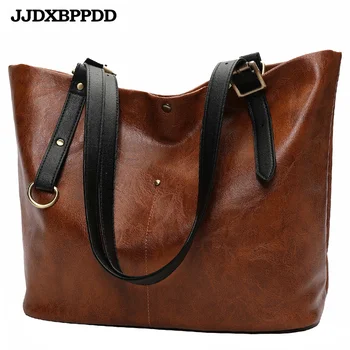 

Women Shoulder Bag Fashion Women Handbags Oil Wax Leather Large Capacity Tote Bag Casual Pu Leather women Messenger bag