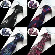 Роскошный мужской классический галстук полиэстер шёлковый жаккардовый тканый 7 см цветочный(галстук носовой платок Запонки Наборы) для взрослых формальная Свадебная вечеринка