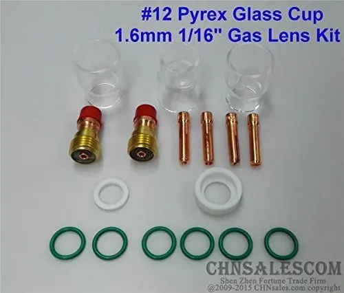CHNsalescom 17 шт. TIG сварочный Стеклярус газовый объектив #12 Pyrex набор для Tig WP 17/18/26 1/16