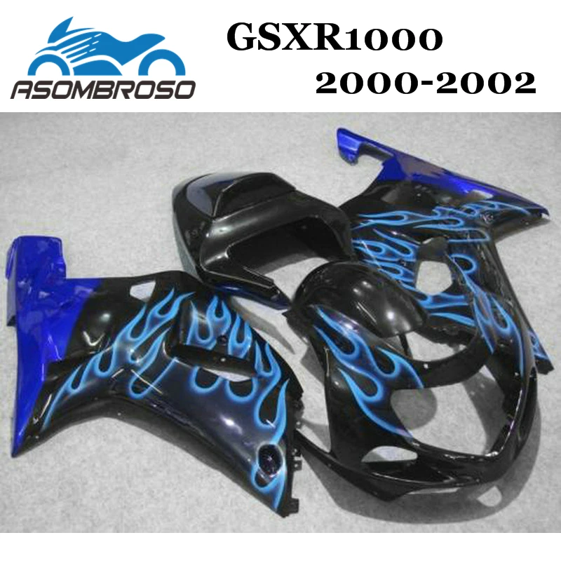 Послепродажное обтекатель для Suzuki K2 2000 2001 2002 GSXR1000 GSX R1000 00 01 02 синее пламя ABS