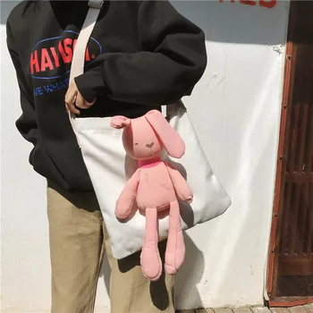 

Fashion Japanese Rabbit cartoon Character Canvas Satchel Animal Carrying bag INS totes bag with single shoulder bag cute bag