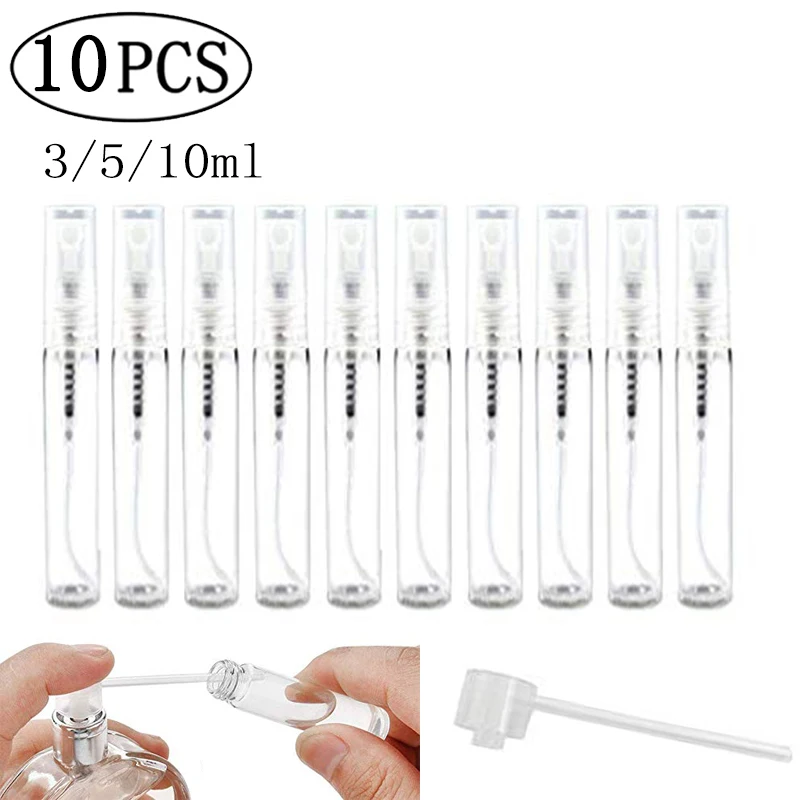 

10pcs 3/5/10ml Portable Mini Refillable Storage Bottles Perfume Spray Empty Cosmetic Containers Atomizer For Traveler Women Gift