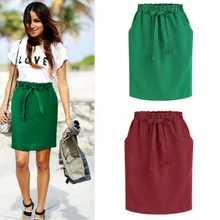 Женская полуюбка Одноцветный с бантом Высокая талия юбка-карандаш для лета FS99