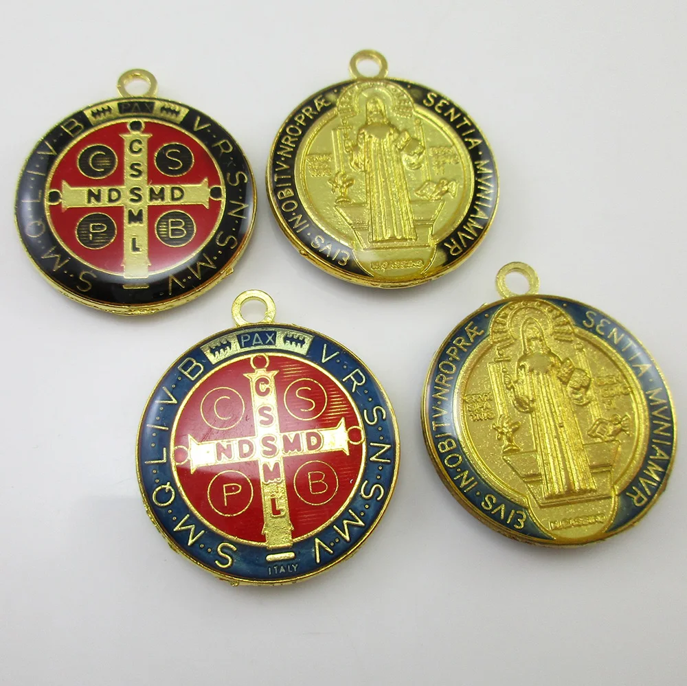 

50pcs of Assorted Epoxy 1 inch Round Saint Benedict Medal Pendant