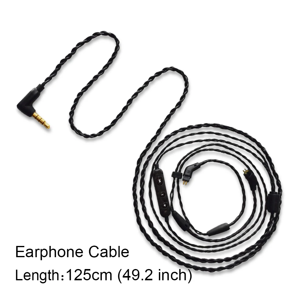 Двухконтактный кабель для наушников для музыканта в уши монитор плетеный кабель провод 0,78 мм зубчатый разъем с микрофоном