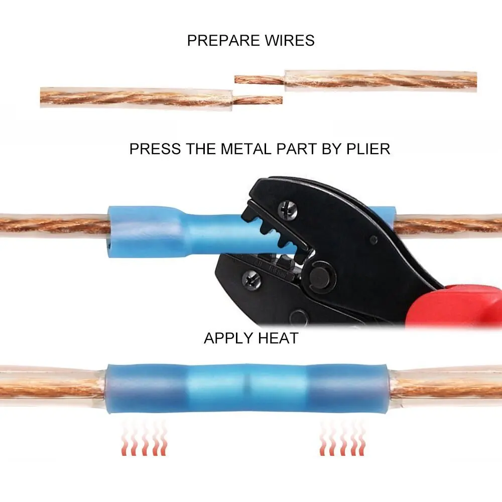 100 шт./компл. Водонепроницаемый термоусадочные; 3 размера; обжимных разъёмов, коннекторов для изолированный Электрический провод кабель Разъемы для 22-10 AWG
