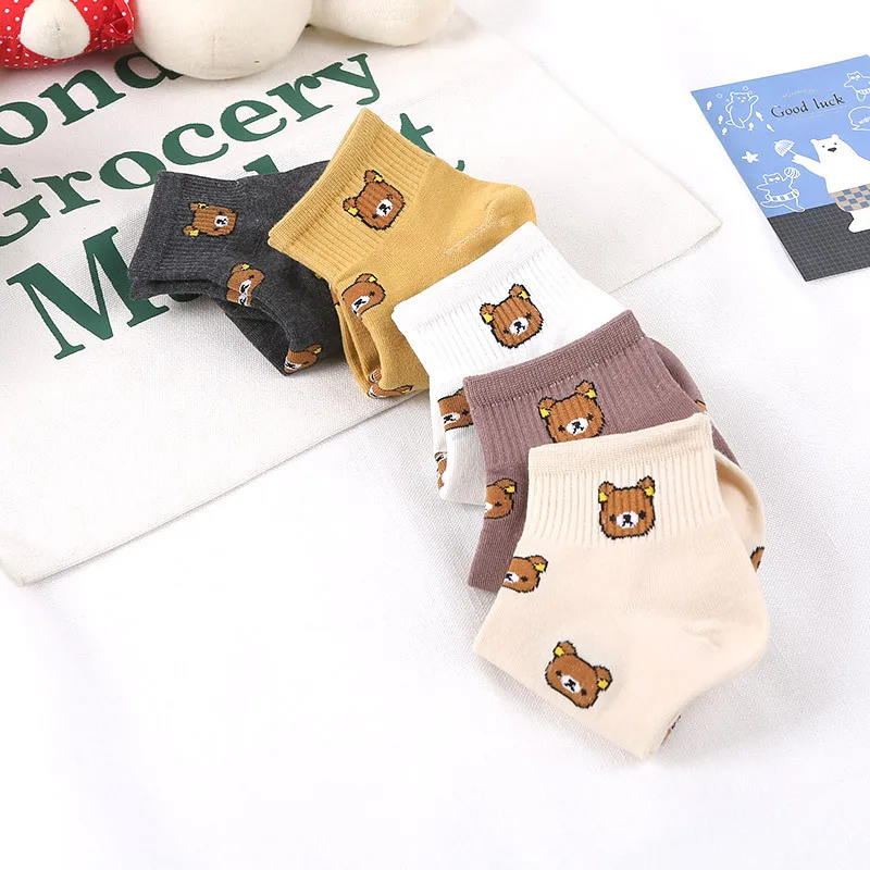 Короткие Носки с рисунком медведя для взрослых; Kuma Rilakkuma; расслабляющие носки в японском стиле для девушек и сестер; Повседневные носки для студентов; 2019Ne'w