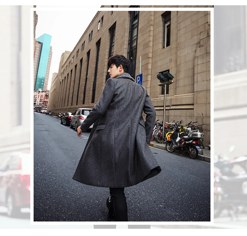 trench coat men winter lamb fur coat mens overcoat Modis  (8)