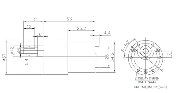 CHIHAI MOTOR 12V DC Metal Gear Reducer Motor GM37-3525 High Torque DC Gear Box Motor