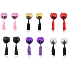 1 пара, женские сексуальные покрывала для сосков с блестками и кисточками, наклейки для сосок в форме сердца, секс-товары, наклейки на грудь