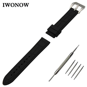 

Silicone Rubber Watch Band 22mm for Moto 360 2 46mm 2015 Stainless Steel Pre-v Buckle Strap Wrist Belt Bracelet Black + Tool