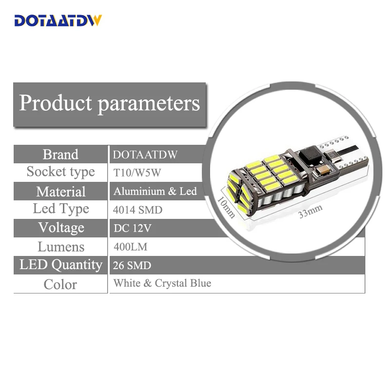 2x мощный яркий белый светодиодный светильник для автомобиля 168 194 4014SMD W5W T10