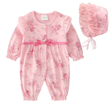 

New Born Cute Kids Baby Clothes Set High Quality 100$ Cotton Infant Toddler Rompers+Cap 2Pcs Clothing Suit Bebes Newborn Clothes