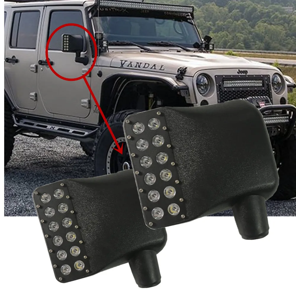 

Car White DRL Side View Mirrror Cover Amber Turn Signal Lights Rearview Side Mirror Housing for 2007-2017 Jeep Wrangler JK