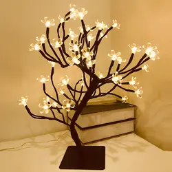 24/36/48 светодиодный USB дикая Слива цветков вишнёвого дерева настольные лампы ночного света для дома Спальня панель для свадьбы