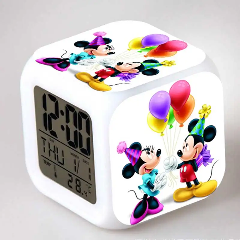 Minnie E Mickey Mouse Action Figures Alarm Clock Led Colorful