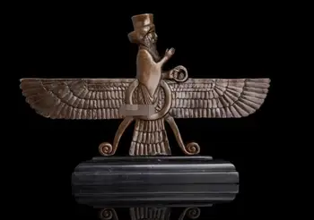 

12" Copper Art sculpture man hawk winged statue