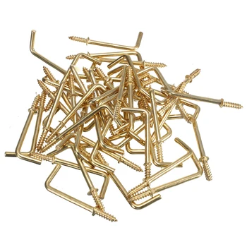 

50pcs 1-1/2 inch DIY L Shaped Screw Dresser Cup Hooks Hanging Hangers Fastener tools