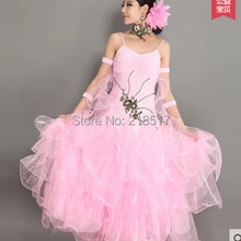 S-XXL рукавов пикантные современные вальс бальных танцев костюм конкурс платье Желтый Розовый Белый Skyblue Розовый