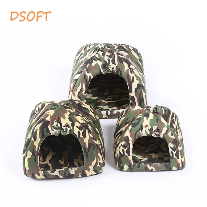DSOFT 2018 Bed for pet Kennel Fashion Camouflage Pet House Folding Dog
