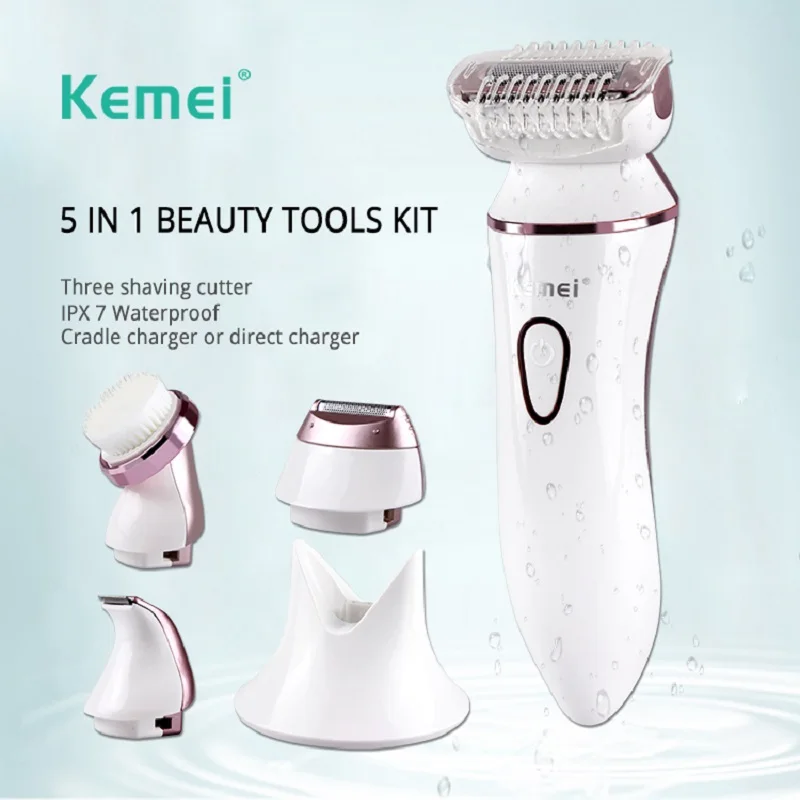 

5 in 1 Hair Removal Epilator Kemei Women Shaver Electric Epilator Shaving Lady Face Cleaning Bikini Removal Shaver Trimmer