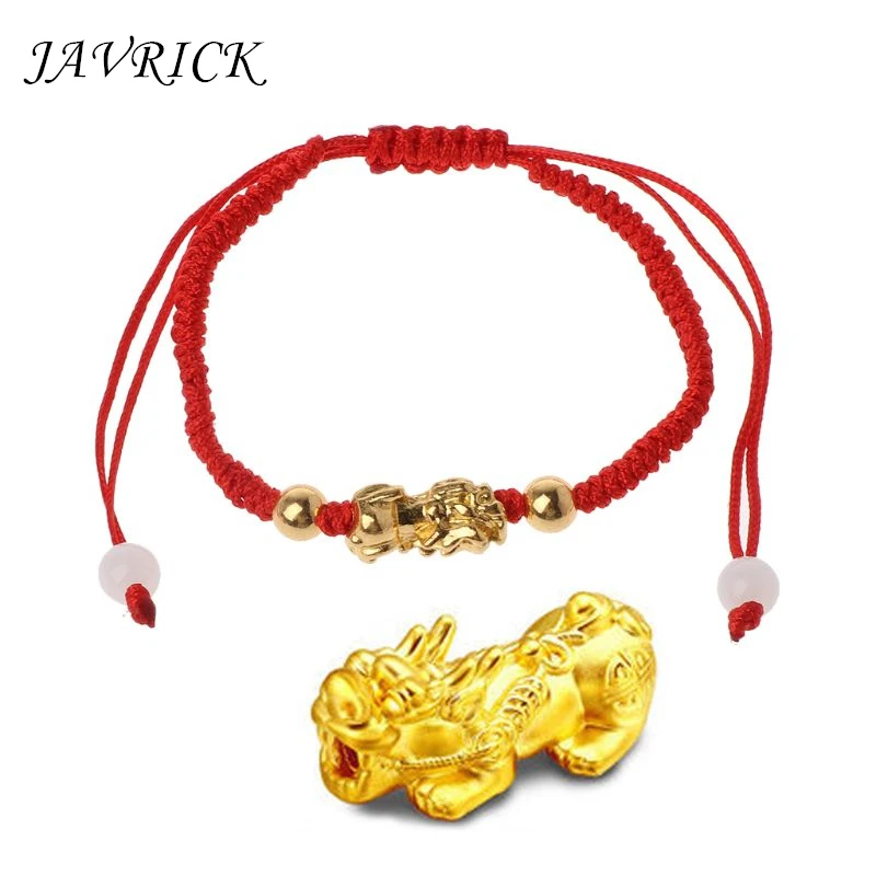 

JAVRICK Chinese Feng Shui Gold Pi Xiu Kabbalah Red String Bracelet Evil Eye Protection