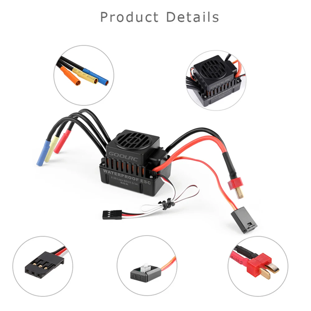 GoolRC обновление водонепроницаемый 3650 4300KV бесщеточный двигатель с 60A ESC комбо набор