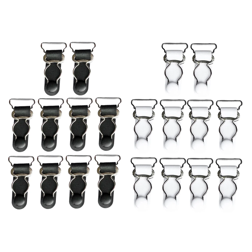 20pcs Ladies White and Black Women Garter Belt Straps Replacement Suspenders Grips 20mm