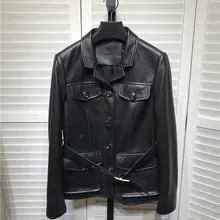 Европейский весенние туфли женские Куртки шик натуральная кожа жакеты с ремешком обувь из овечьей кожи высокого качества велосипед куртки женские G105