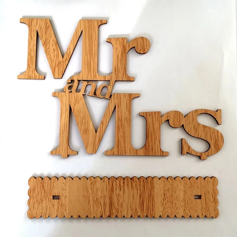 Деревянные слова MR & MRS дерево знак налет букв craft подарок слов отдельно стоящие дома украшения Свадебные украшения