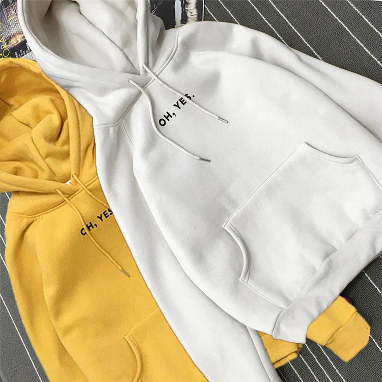 

"OH YES" Letter Fleece Long Sleeve Sweatshirt Women Hoodies Women Autumn Winter Tracksuit Harajuku Sweat femme sudadera mujer