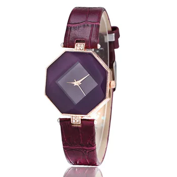 

Women's Watch 2019 New Stylish Creative Purple Leather Watchband Quartz Watches Female Girls Lady Dress Clock