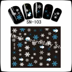 5 листов Рождество Дизайн ногтей наклейки Наклейки ногтей Стикеры Аксессуары DIY маникюрные инструменты Снеговик Снежинка Дизайн sn103