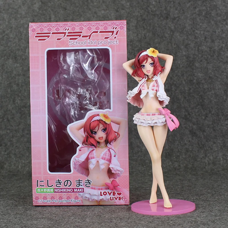 

10" 25cm Japan Anime Sexy Girl LoveLive Love Live Maki Nishikino Swimsuit PVC Model Toy Doll Collectible Brinquedos for Gifts
