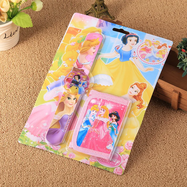 Disney princess 2 шт./компл. часы+ кошелек для монет Холодное сердце Эльза Детские Кварцевые часы Детский кошелек часы набор день рождения девочки мальчика подарок