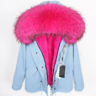 Зимняя куртка для женщин бренд 2019 реальные меховое пальто; парка енота меховой воротник искусственный мех лайнер свободные армейский