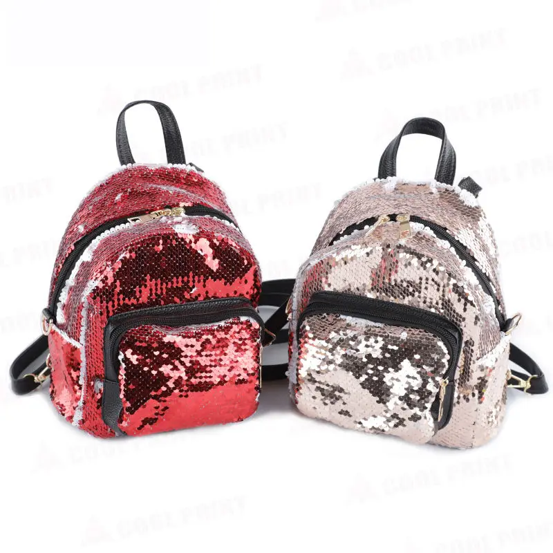 

new arrival sublimation blank Sequins Backpacks for child heat tranfer printing diy consumable DIY gift blank material 2pcs/lot