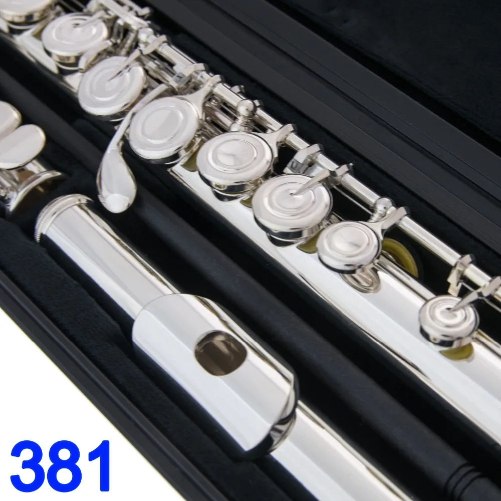 

Japan Professional Flute 381 Silver Plated Flute Instrument Intermediate Student Flutes Model 381 16 Holes Closed Hole E Key