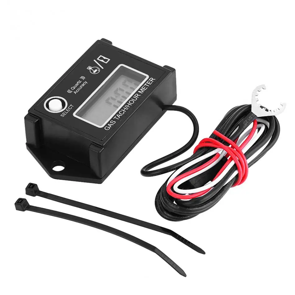 LCD Digital Tachometer Tach/Hour Meter Gauge RPM Tester for 2/4 Stroke