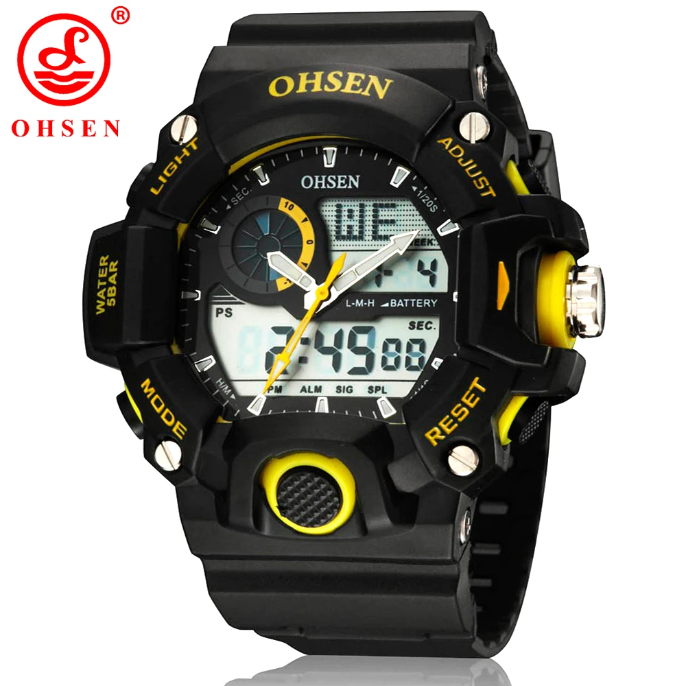 Новые мужские спортивные часы OHSEN повседневные светодиодные цифровые с