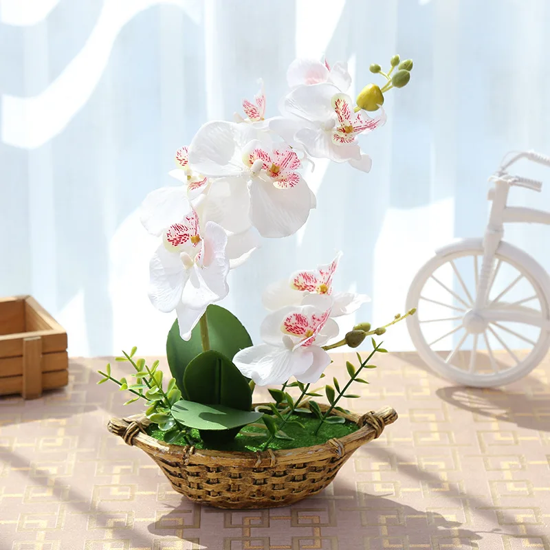 Искусственная Орхидея, Бабочка, бонсай, имитация декоративных искусственных цветов, Искусственная орхидея с горшком, украшение для дома, новогодний декор