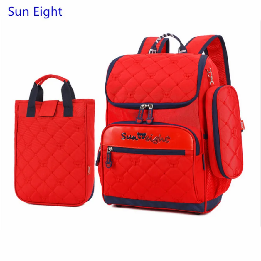 Sun Eight 3 pcs red school bags for girls school supplies pencil bag