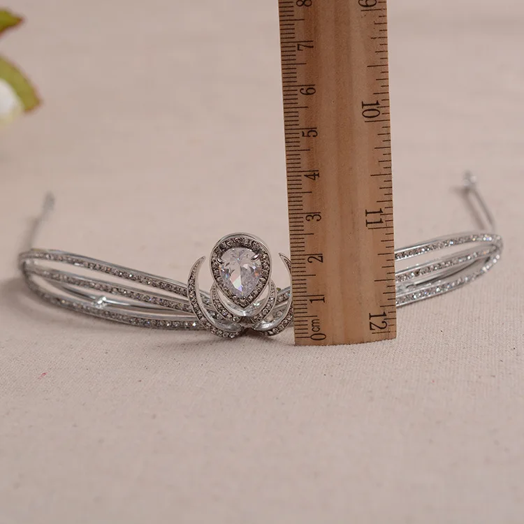 Top Qualidade Nupcial Do Casamento da Dama De Honra Flor Cubic Zirconia Meninas branco chapeado zircon coroa tiaraheadband Para Baile de Formatura (6)