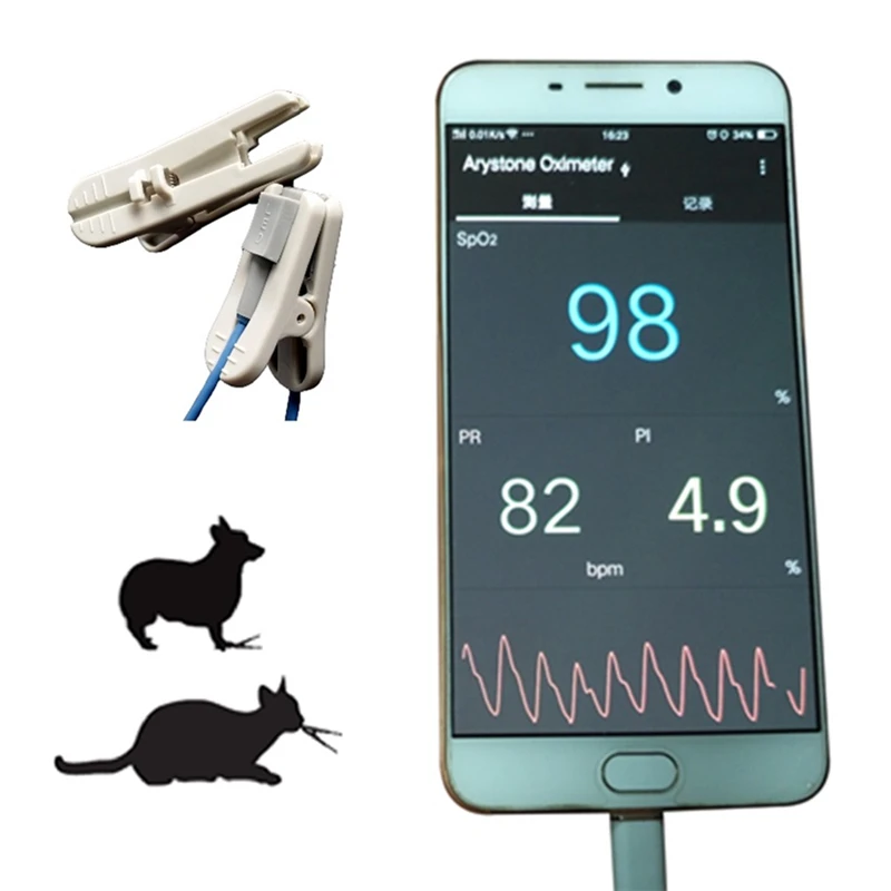 Veterinary Handheld Pulse Oximeter oximetro for Android phone with OTG