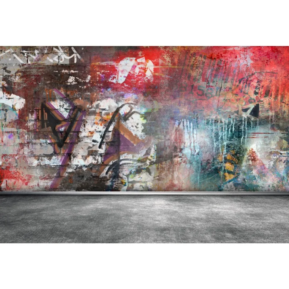 

Laeacco Graffiti Grunge Brick Wall Pattern Cement Floor Baby Party Scene Photo Backgrounds Photography Backdrop For Photo Studio