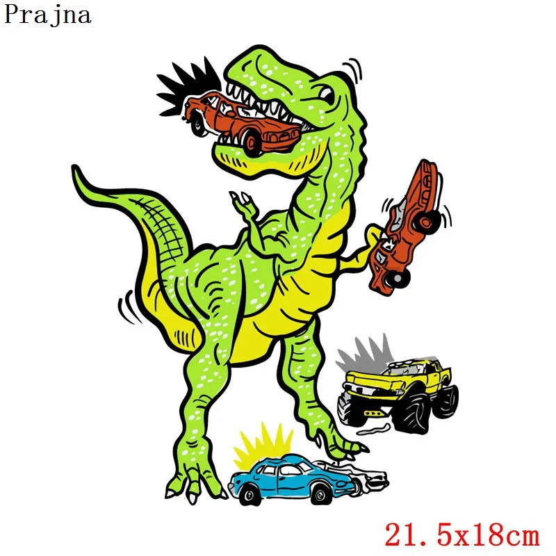 Prajna/крутой динозавр, тепло переводит, динозавр, город, Канада, железные нашивки для одежды, сделай сам, наклейка, Джинсы для малышей, США, украшения, джинсы - Цвет: Антикварный цинк