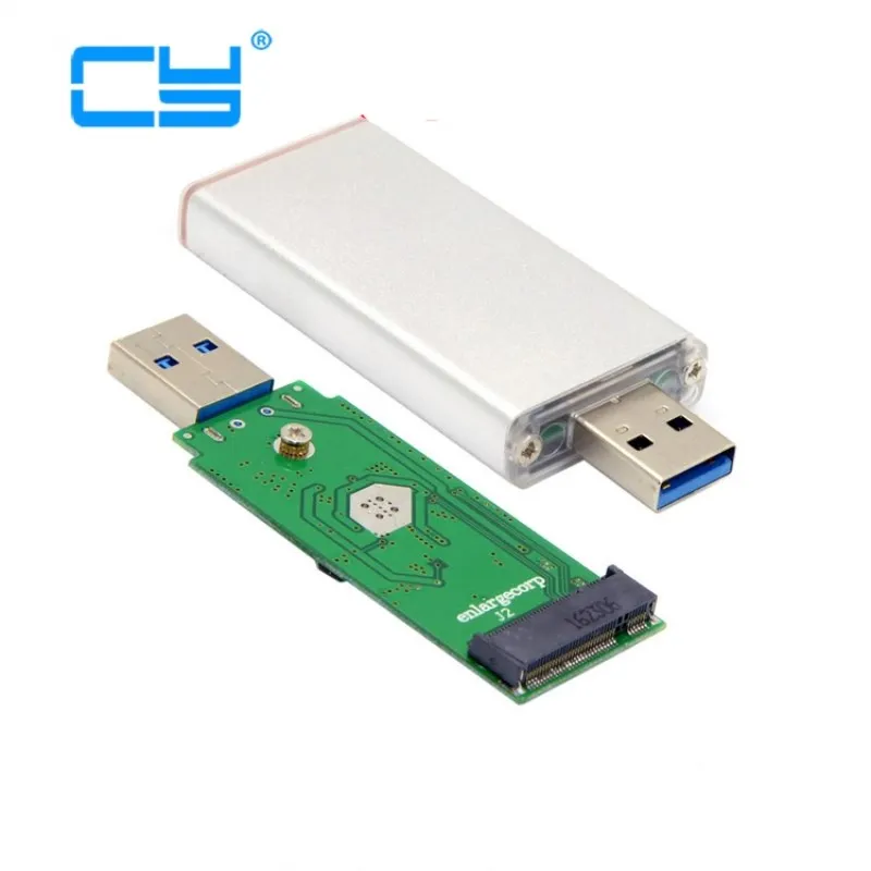 

42mm NGFF M2 2 Lane SSD to USB 3.0 External PCBA Conveter Adapter Card Flash Disk Type with Silver Case
