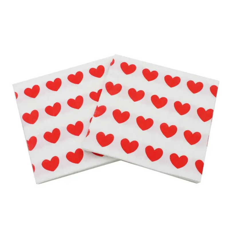 

Wedding Party Napkins Vintage Heart Printed Paper Napkins Festive Party Tissue Disposable Tableware Decoration Tissue 20pcs/lot
