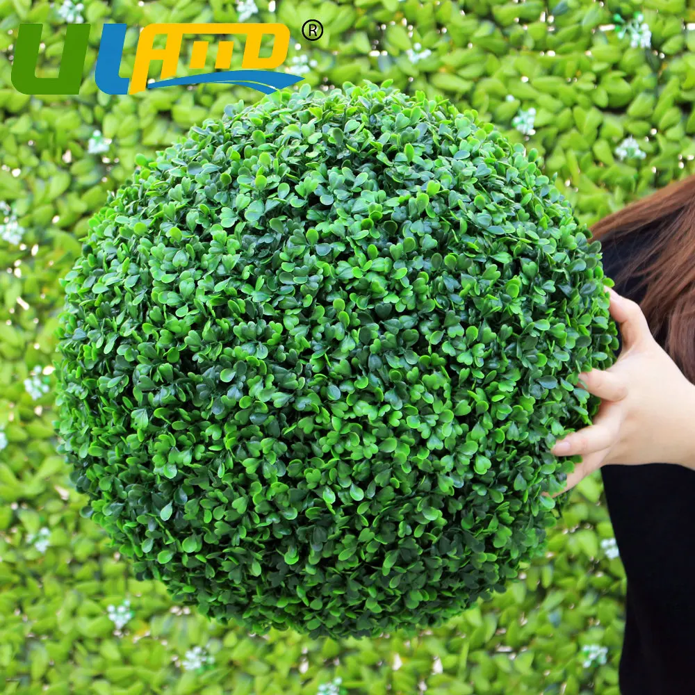 

ULAND Fashion Artificial Plant Grass Kissing Ball 38cm Diameter Tree Boxwood Wedding Store Home Outdoor Christmas Decoration