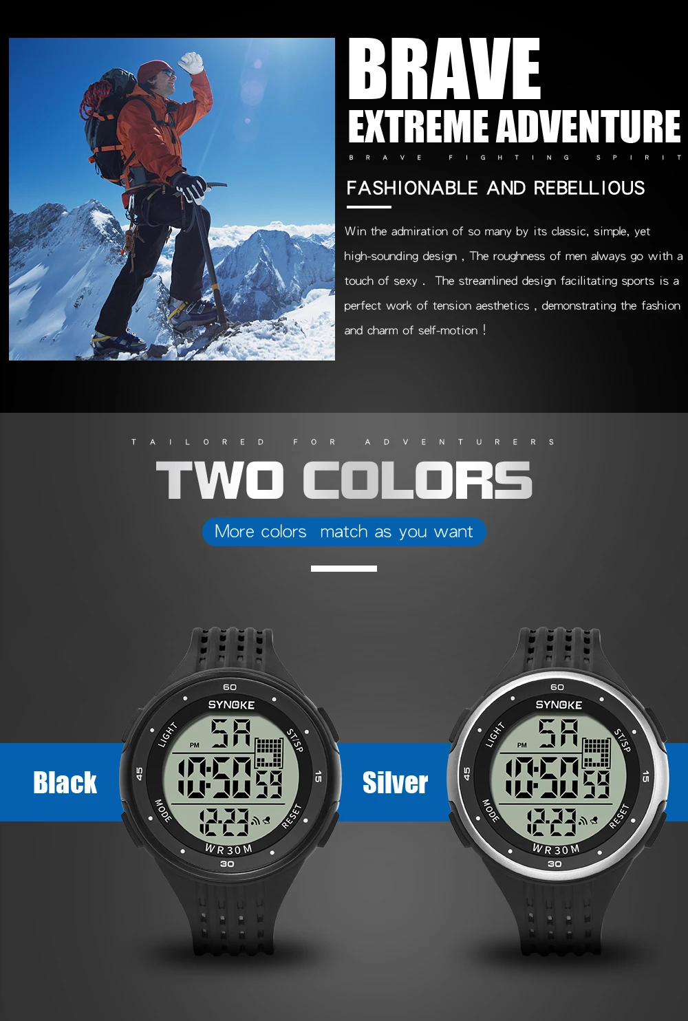 SYNOKE Mens Digital Watches Fahion Sport Fitness Watch G Shock Waterproof Watch Male Clock Watches Man Fashion Stopwatch
